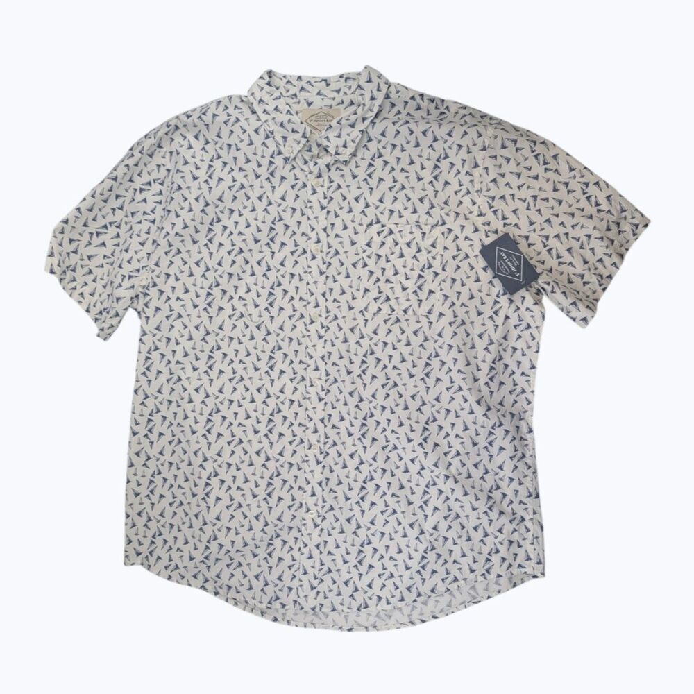 St John's Bay Men's Short Sleeve Button Down XXL Nautical Comfort Stretch NWT